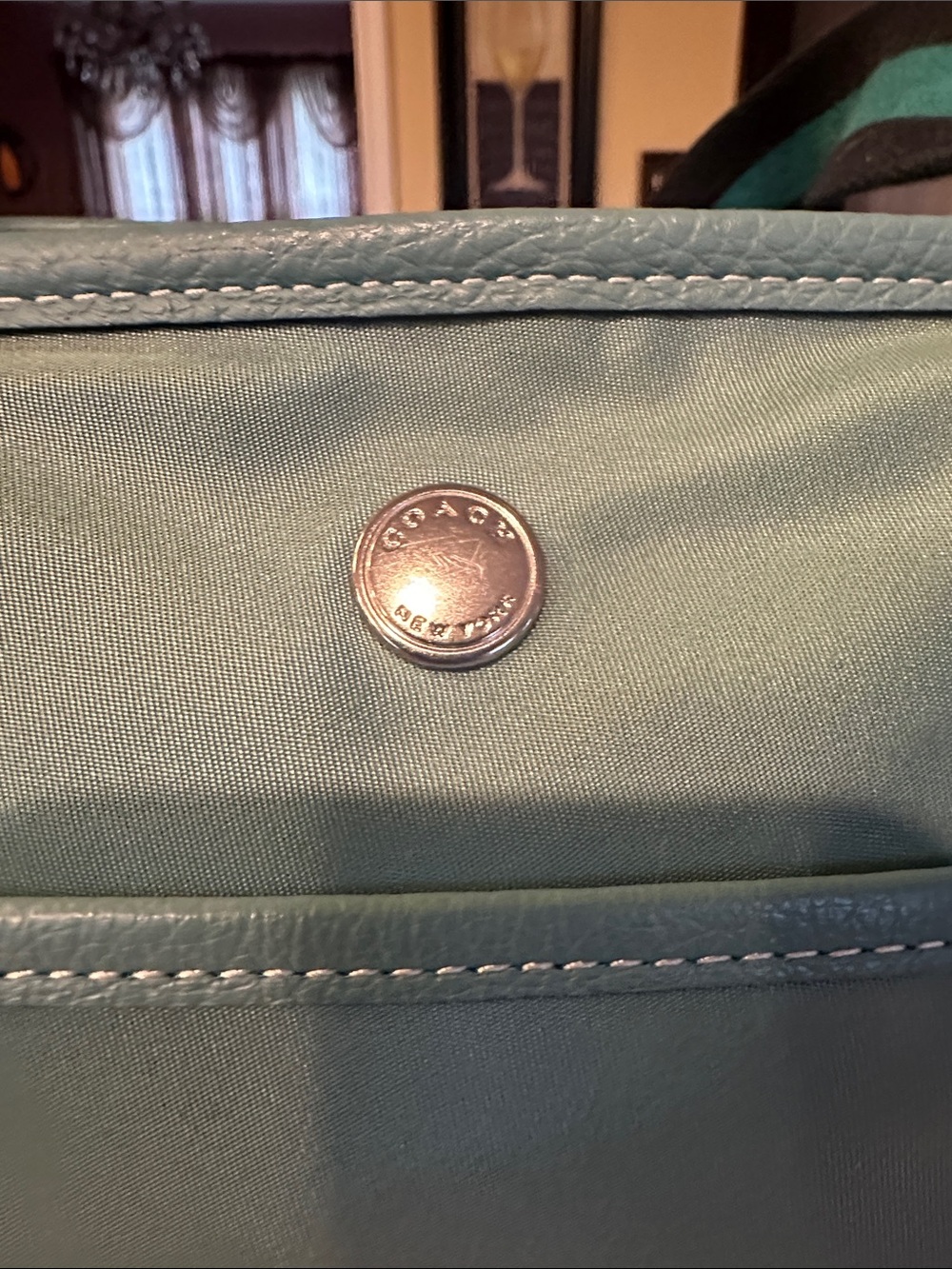 Coach Ellis Teal and Navy Nylon Tote CA208 - Picture 4 of 16